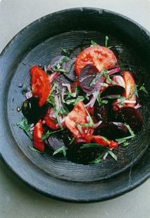 Beetroot, tomato & lovage salad