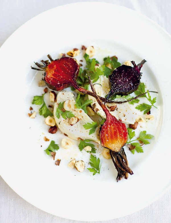 Beetroot with labneh, hazelnuts, parsley & elderflower dressing