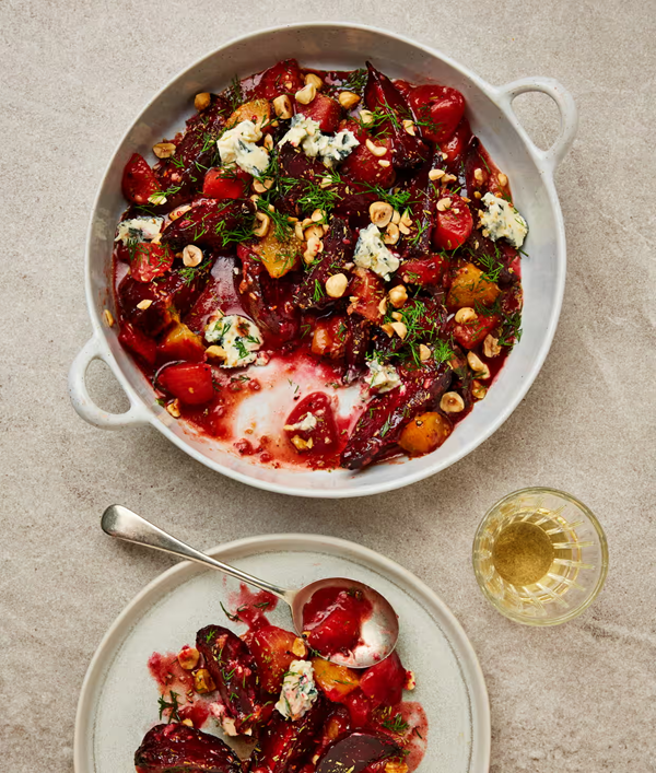 Beetroot with plum dressing and blue cheese
