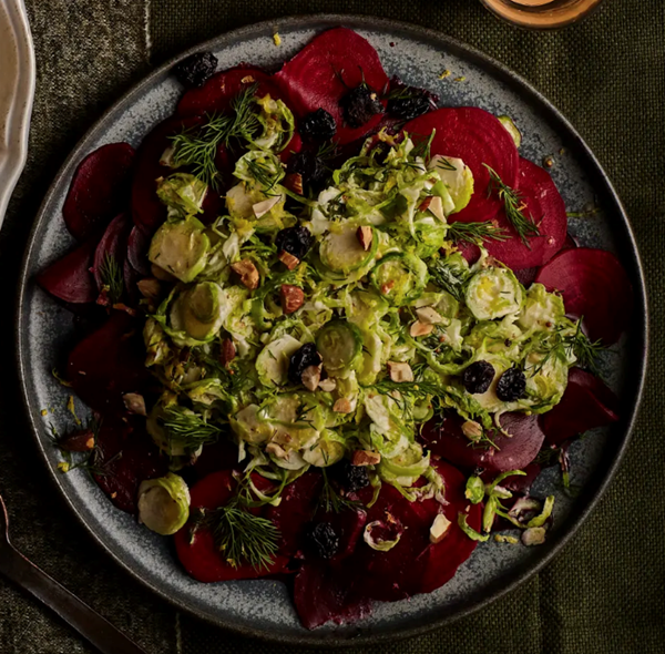 Beetroot with sprout, dried cherry and dill slaw