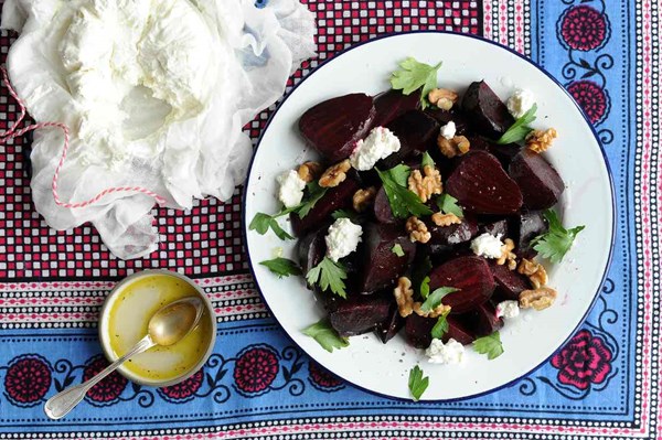 Beetroot with walnuts and elderflower