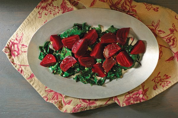 Beets and beet greens with citrus dressing