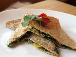 Beets and greens quesadillas