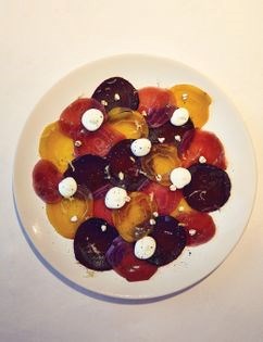 Beets, smoked curd & roasted buckwheat