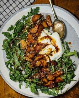 Beets, toasted barley & burrata salad