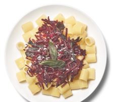 Beets with pasta, sage and brown butter