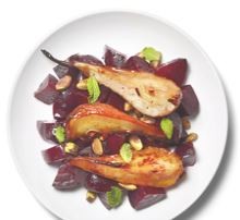 Beets with pears and pistachios