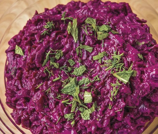 Beets with tehina