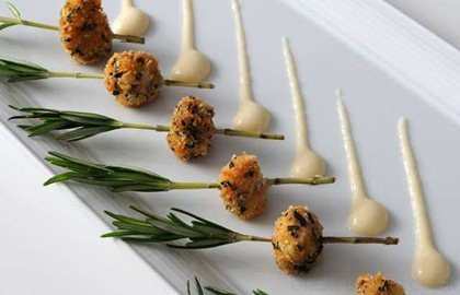Beignet of veal sweetbreads with rosemary and onion cream