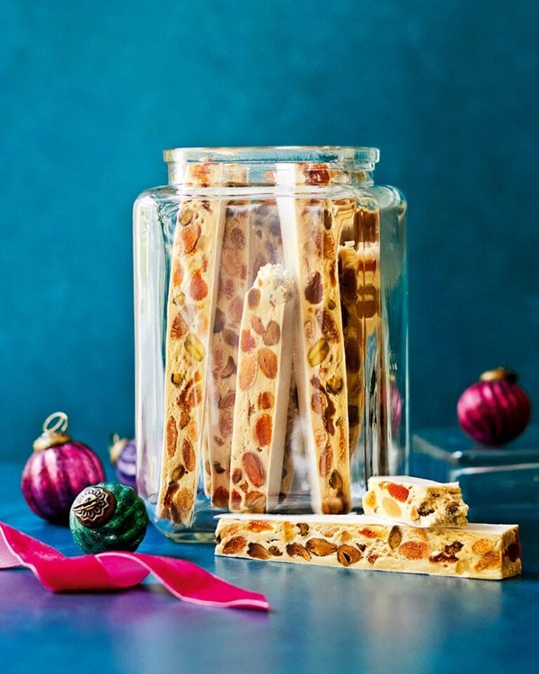 Bejewelled festive Italian nougat (Torrone)