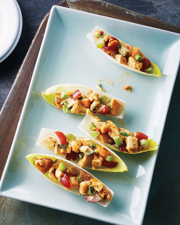 Belgian endive spears with curried chicken salad