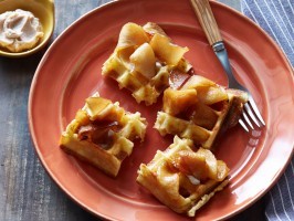 Belgian waffles with cinnamon-sugar butter and sautéed cider apples
