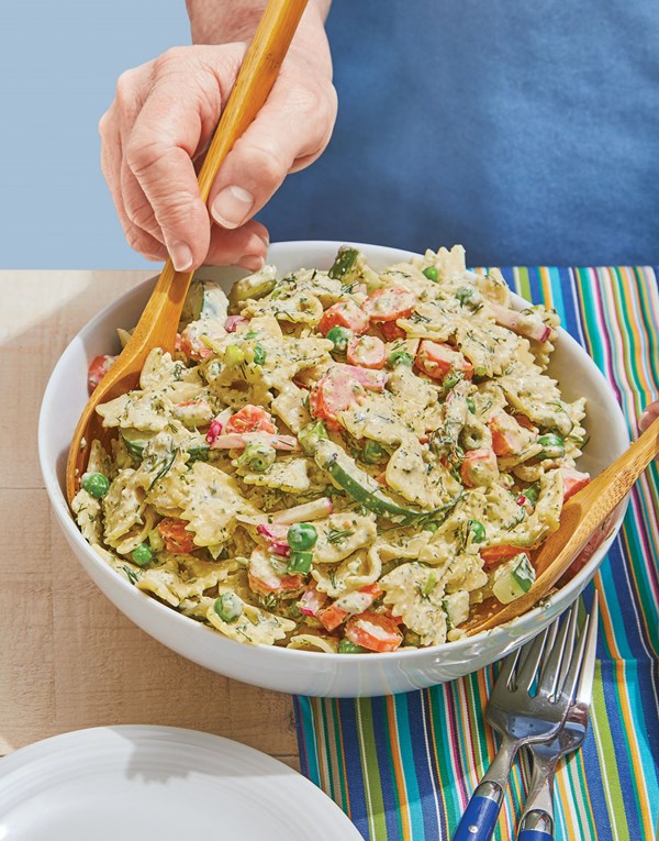 Benedictine pasta salad with veggies and dill