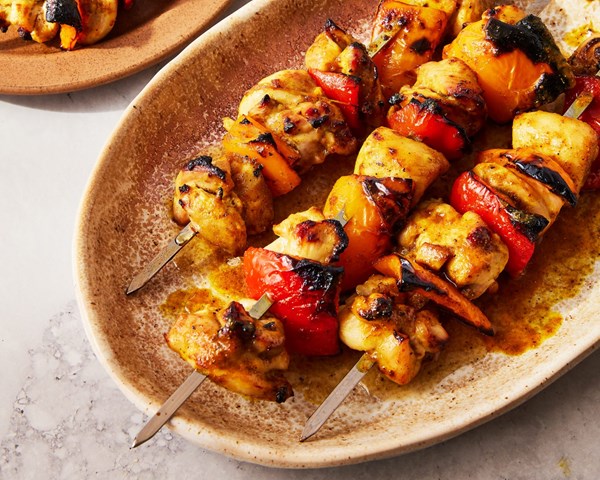 Berbere-spiced chicken skewers