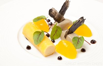 Bergamot parfait, orange jelly, liquorice cream
