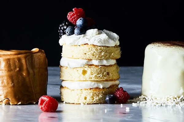 Berries-and-cream mini layer cakes