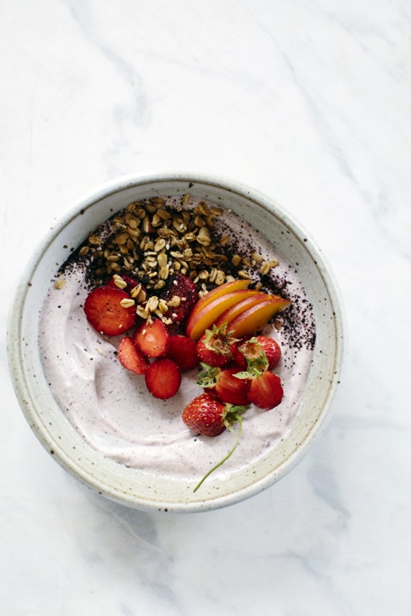 Berry & greens yogurt and granola bowl