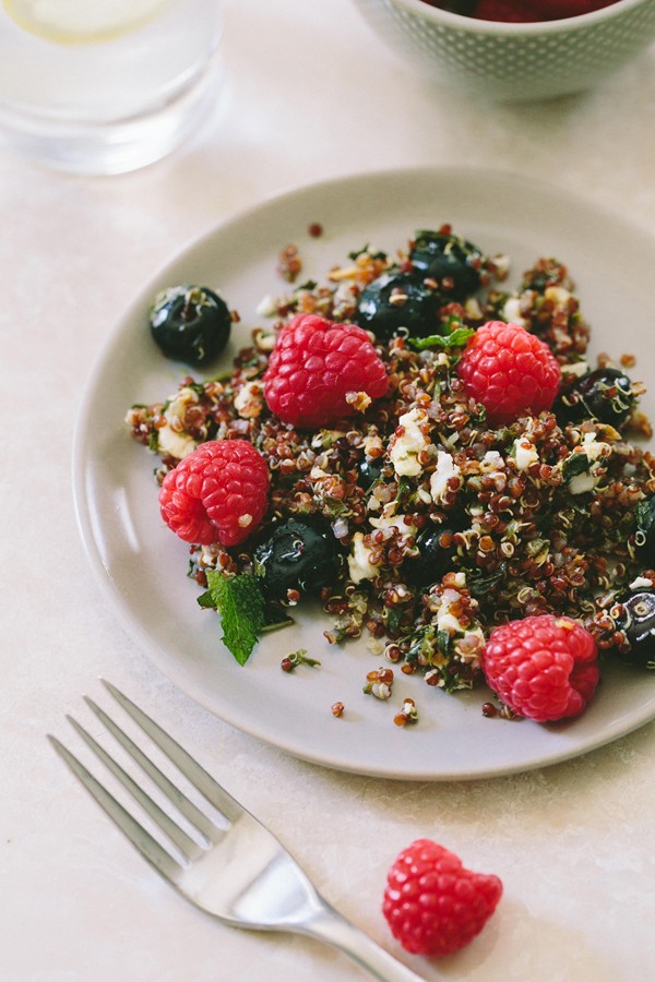 Berry + quinoa salad with fresh herbs and feta