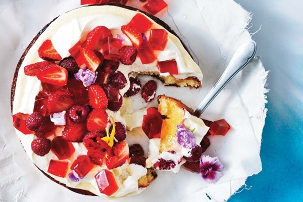 Berry & rosewater trifle cake