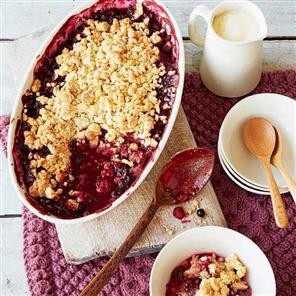 Berry and apple crumble with marzipan