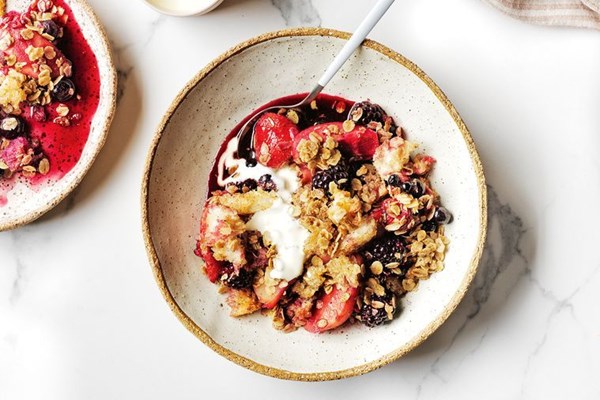 Berry and brown butter toast crumble
