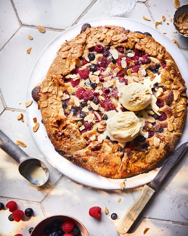 Berry and frangipane galette with almond spelt pastry