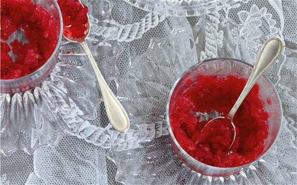 Berry and red-wine granita