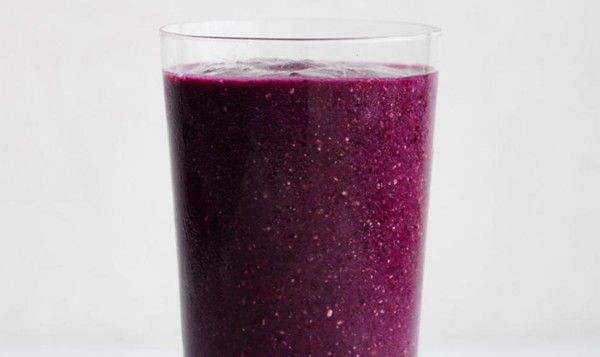 Berry, beet, mint, lime, and chia seed smoothie