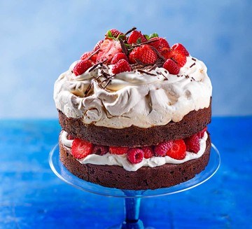 Berry brownie Pavlova cake