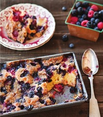 Berry long cake with ginger crumb