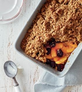 Berry-peach-cornmeal crisp