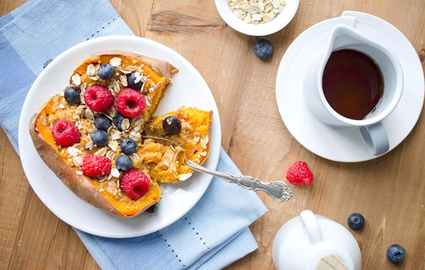Berry-stuffed breakfast sweet potatoes