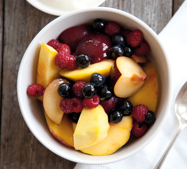 Berryfruit salad with lavender syrup