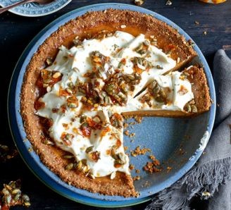 Best-ever pumpkin pie with stem ginger cream