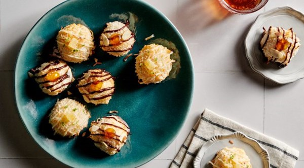 Best macaroons ever (apricot-almond dark chocolate macaroons and piña colada macaroons) [Abbe Odenwalder]