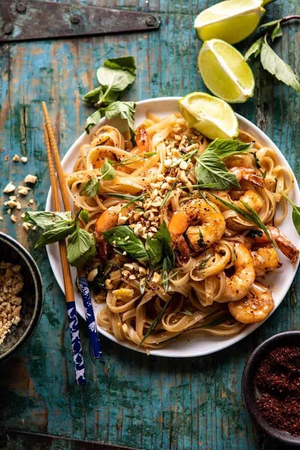 Better than takeout garlic butter shrimp pad Thai