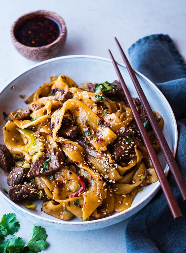 Biang biang noodles with spicy cumin lamb