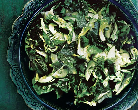 Bibb lettuce, parsley, and mint salad