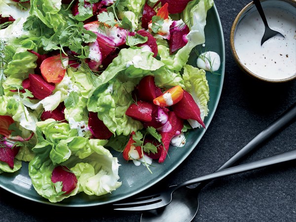 Bibb lettuce salad with vinegar-roasted beets [Justin Chapple]