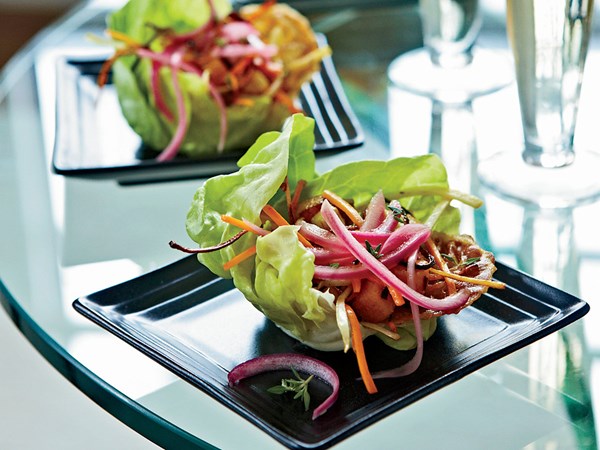 Bibb lettuce with warm vegetable vinaigrette