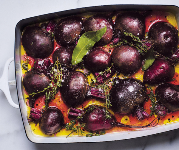 Big batch of oven-steamed beets