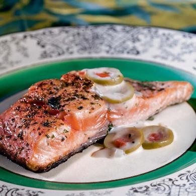 Big city salmon with martini sauce