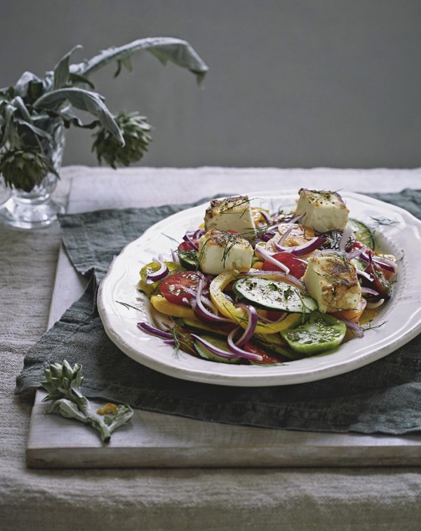 Big fat Greek salad with Jassy's fried feta
