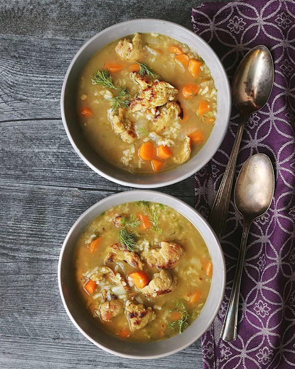 Big hugs chick'n and rice soup
