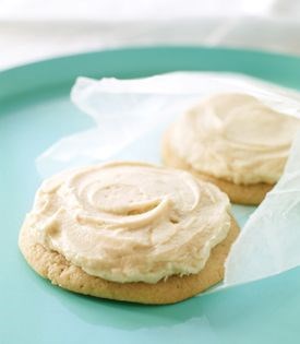 Big, soft frosted vanilla sugar cookies