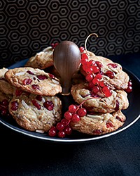 Big white chocolate, almond and cranberry cookies