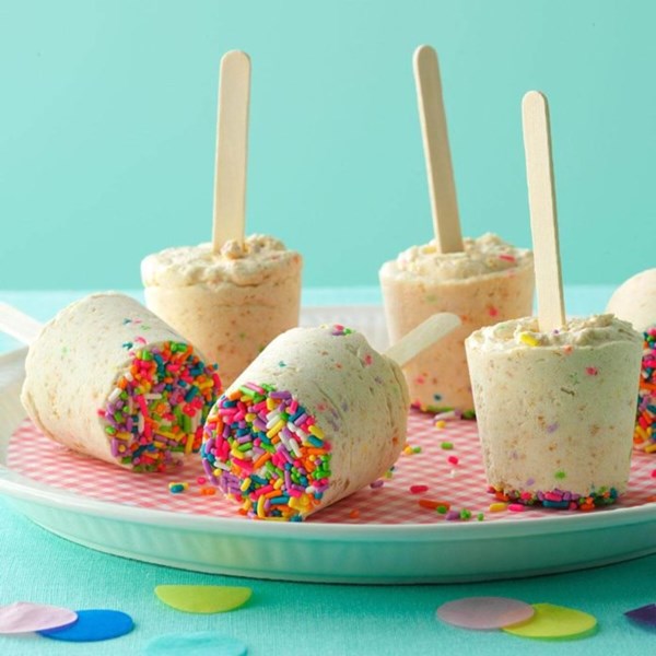 Birthday cake freezer pops
