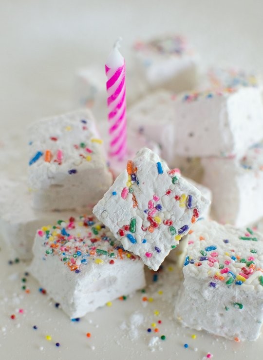 Birthday cake marshmallows with sprinkles
