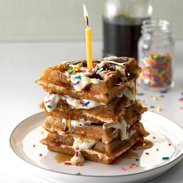 Birthday cake waffles