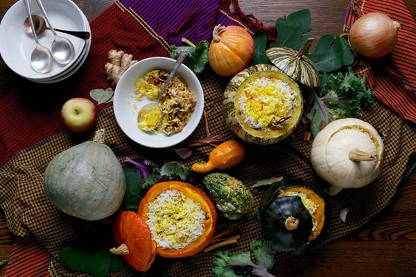 Biryani-stuffed pumpkins